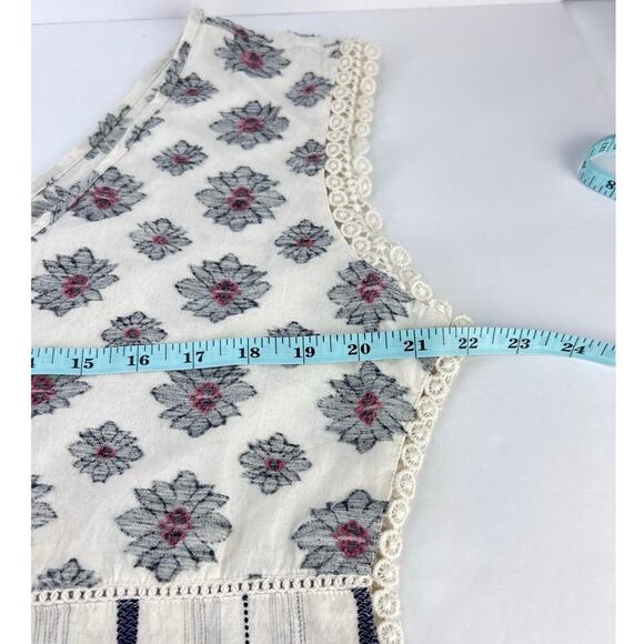 Shyanne Western Tank Top Button Down Lace Embroidered Floral Stripe Large - Picture 9 of 10